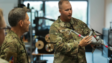 NATO personnel receive a briefing on FPV drone training at Joint Multinational Training Group-Ukraine in Germany in 2025. Photo: 1st Lt. Tam Le/DVIDS