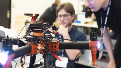 Experts at work during a MAVLink-Military hackathon. Photo: Dronecode Foundation