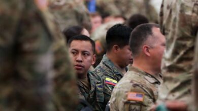 Service members with Ecuador receive the Cyber Shield mission brief during Cyber Shield 2026