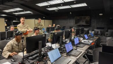 US Marines with 3rd Light Armored Reconnaissance Battalion participate in simulated training at the Battle Simulation Center at Marine Corps Air Ground Combat Center, Twentynine Palms, California, April 8, 2025. Photo: Cpl. Anna Higman/DVIDS