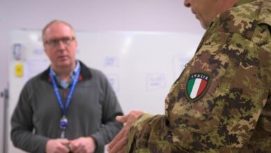An Italian service member participates in Cyber Coalition 25 in Tallinn, Estonia.