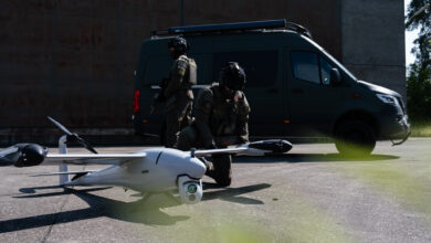 Soldiers prepare a Reliant VTOL unmanned aerial system. Photo: Quantum Systems