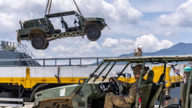 U.S. Soldiers assigned to 2nd Battalion, 27th Infantry Regiment, 25th Infantry Division load Infantry Squad Vehicles onto a Logistics Support Vessel assigned to 168th Transportation Detachment after the completion of Operational Maneuver as part of Salaknib 2026 at Port Irene, Philippines, June 16, 2026. Exercise Salaknib highlights the enduring U.S.-Philippine alliance, enhancing interoperability and readiness through combined arms operations, multi-domain integration, and humanitarian assistance efforts for regional stability. (U.S. Army photo by Sgt. Abreanna Goodrich)