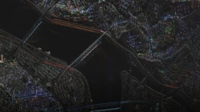 Synthetic aperture radar (SAR) satellite imagery of Seoul.