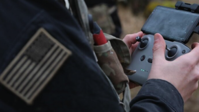 A personnel operates a drone controller during an exercise involving Safe Pro Group’s AI-powered threat detection technology. Photo: Safe Pro Group