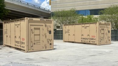 Firestorm Labs’ xCell 3D printing lab in its stowed configuration, designed for rapid deployment and on-site manufacturing