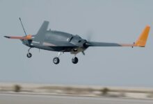 Side view of the JERNAS-M ISR drone during flight testing.