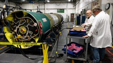 Minuteman III maintenance specialists perform programmed depot maintenance on a booster at Hill Air Force Base, Utah, June 2, 2025. Photo: R. Nial Bradshaw/DVIDS