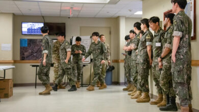 Former Korea Augmentation to the U.S. Army (KATUSA) soldiers participate in a mobilization exercise at Camp Humphreys, South Korea, on Aug. 19, 2025. Photo: Pfc. Michelle Lessard-Terry/US Army