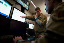 US Air Force intelligence personnel work with multiple data sources at Joint Base Langley-Eustis, Virginia. Photo: Staff Sgt. Madeline Herzog/DVIDS