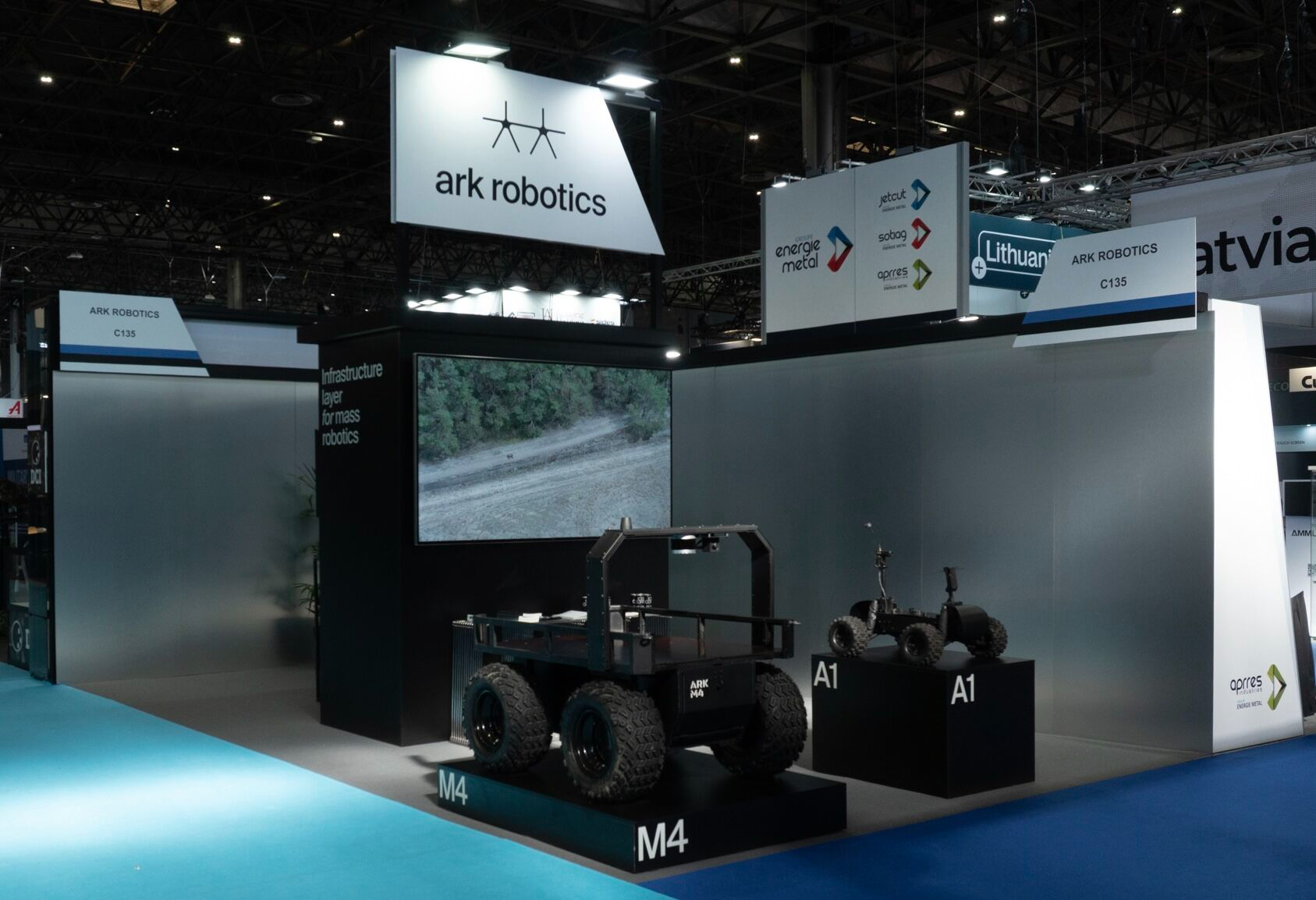 M4 and A1 unmanned ground vehicles on display. Photo: Ark Robotics