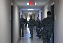 U.S. Marines across II Marine Expeditionary Force inspect barracks rooms during a service-wide environmental, health and safety inspection on Marine Corps Base Camp Lejeune, North Carolina, Feb. 27, 2024. The service is committed to understanding the condition of all barracks units to best implement Barracks 2030 actions and improve Marines’ quality of life. (U.S. Marine Corps photo by Sgt. Josue Marquez)
