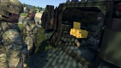 Soldiers handling Embedded Collective Training solution.