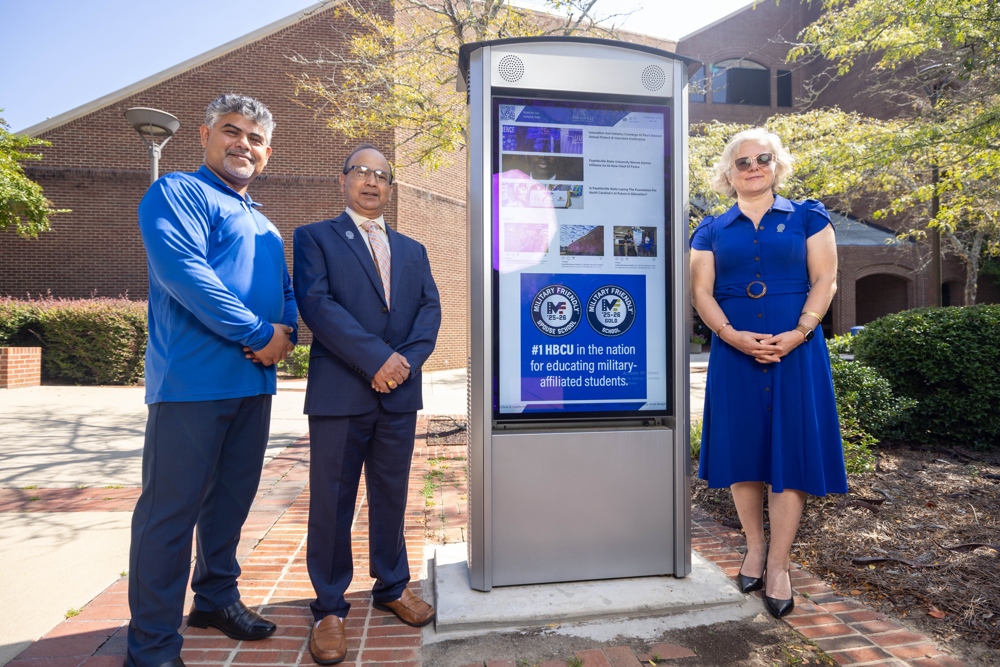 Ganesh C. Bora, Sambit Bhattacharya, and Burcu Adivar will lead Fayetteville State University’s new defense AI research program. Photo: Fayetteville State University