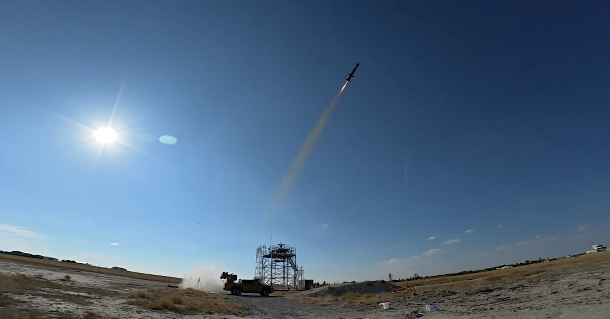 Roketsan's Karaok successfully hits an aerial target.
