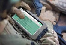 A soldier uses Babcock’s Nomad AI-powered signal intelligence platform in the field. Photo: Babcock