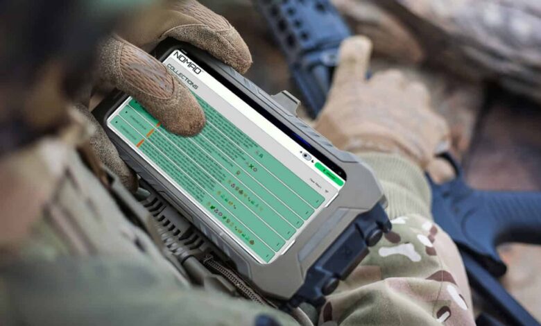 A soldier uses Babcock’s Nomad AI-powered signal intelligence platform in the field. Photo: Babcock