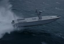 Devil Ray catamaran-type unmanned surface vessel. Photo: MARTAC