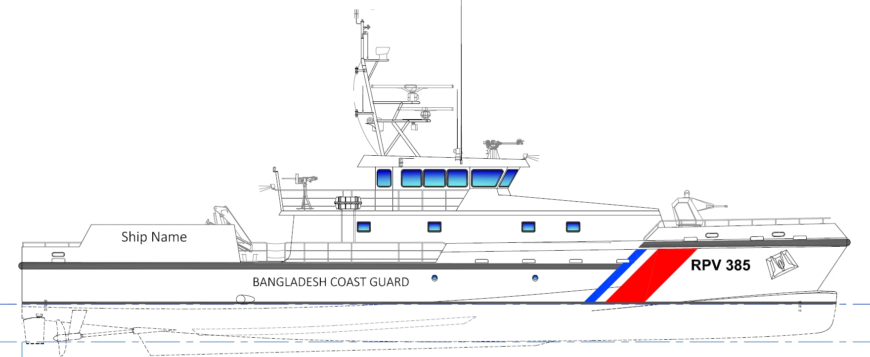 Rendering of the Bangladesh Coast Guard's future Riverine Patrol Vessel