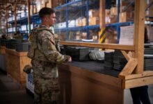 A US Army soldier draws equipment from a Central Issue Facility during a deployment readiness exercise at Fort Bliss, Texas, on July 21, 2024. Photo: Staff Sgt. Amasis Obsidian/US Army