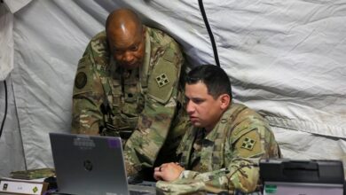 US Army officers review operational data during a command post exercise at Fort Carson, Colorado, on May 18, 2025. Photo: Pfc. Aysia Hightree/US Army