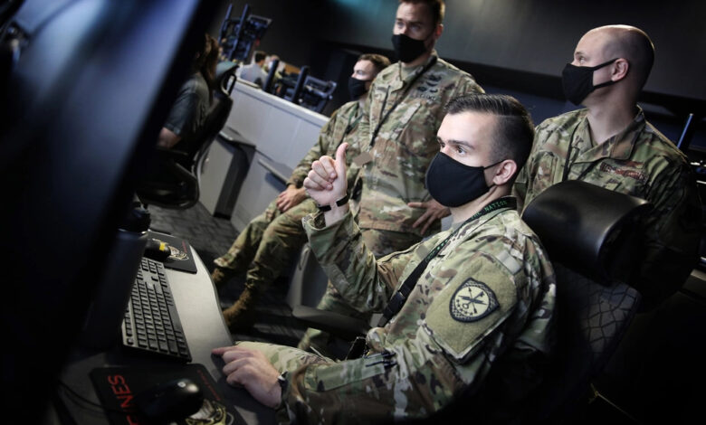 US Cyber Command personnel work at computer workstations during cyber operations at Fort George G. Meade, Maryland, in 2020. Photo: Josef Cole/DVIDS