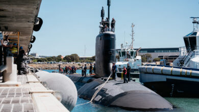 Virginia-class fast-attack submarine USS Colorado (SSN 788) arrives at HMAS Stirling, Western Australia, on Oct. 27, 2026, for a planned submarine maintenance period (SMP) supporting AUKUS, the trilateral security agreement between Australia, the United Kingdom, and the United States. During the SMP, more than 30 fully trained and certified Australian civilian technicians from ASC Pty Ltd. will perform routine maintenance on a Virginia-class submarine in Western Australia for the first time. The SMP, the third in the last 12 months, is an important step toward establishing Submarine Rotational Force-West. The Pacific Submarine Force provides strategic deterrence, anti-submarine warfare, anti-surface warfare, precision land strike, intelligence, surveillance, reconnaissance, early warning, and special warfare capabilities around the globe.