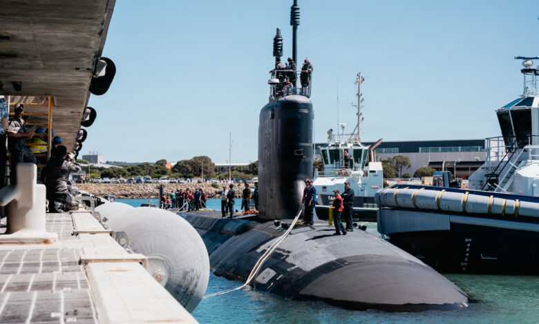 Virginia-class fast-attack submarine USS Colorado (SSN 788) arrives at HMAS Stirling, Western Australia, on Oct. 27, 2026, for a planned submarine maintenance period (SMP) supporting AUKUS, the trilateral security agreement between Australia, the United Kingdom, and the United States. During the SMP, more than 30 fully trained and certified Australian civilian technicians from ASC Pty Ltd. will perform routine maintenance on a Virginia-class submarine in Western Australia for the first time. The SMP, the third in the last 12 months, is an important step toward establishing Submarine Rotational Force-West. The Pacific Submarine Force provides strategic deterrence, anti-submarine warfare, anti-surface warfare, precision land strike, intelligence, surveillance, reconnaissance, early warning, and special warfare capabilities around the globe.