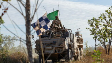 Australian Army soldiers from the 5th Battalion, The Royal Australian Regiment relocate from the observation post in the High Mobility Transporter Supacat during the Battle of Mt Bundey on Exercise Predator's Walk 2024 at the Mount Bundey Training Area, NT. Soldiers from the 1st Brigade conducted the culminating activity for Exercise Predator’s Walk at Mount Bundey Training Area. Over a two-day period, personnel conducted combat team assaults and combined arms live fire exercise known as the Battle of Mount Bundey. read less