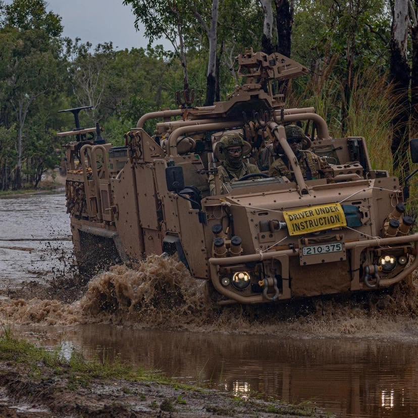 Soldiers training with a Supacat HMT