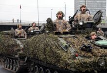 Riga, Latvia- The Latvian Independence Day Military Parade through downtown Riga, Latvia on Monday November 18th, 2019. The parade featured dozens allied nation participants, including Four members of the Michigan air national guard, representing the United States. For 26 years, Latvia has been partnered with the State of Michigan in the National Guard’s State Partnership Program. The State Partnership Program has been successfully building relationships for 25 years and now includes 75 partnerships with 81 nations around the globe. the State Partnership Program links state National Guard units with the armed forces, or equivalent, of a partner country in a cooperative, mutually beneficial relationship. (Michigan National Guard Photo By: Staff Sgt. Andrew Schumann)