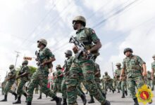 Soldiers in Georgetown during an Independence Route March