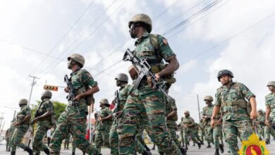 Soldiers in Georgetown during an Independence Route March