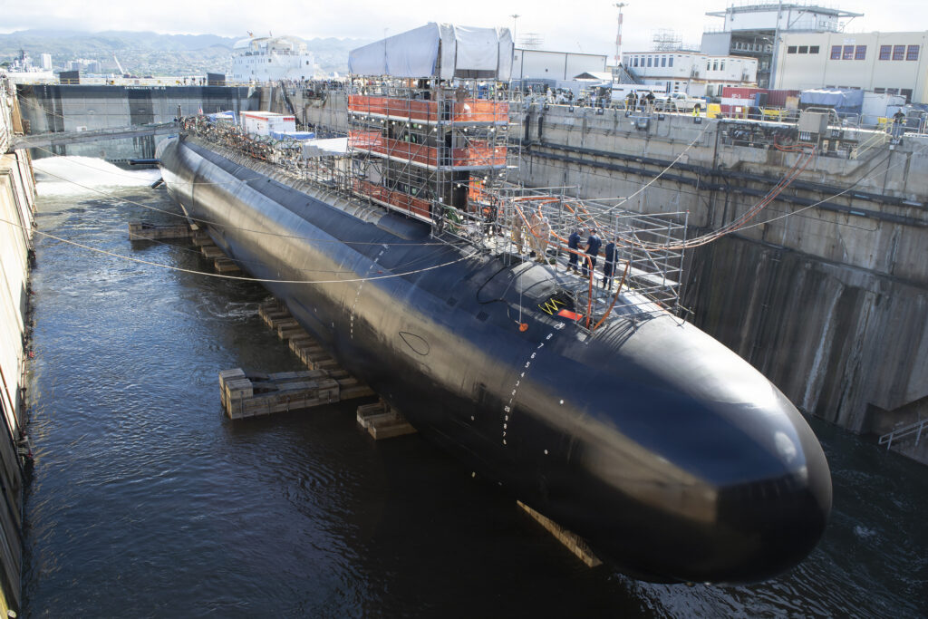 PEARL HARBOR, Hawaii — Dry Dock 2 at the Pearl Harbor Naval Shipyard and Intermediate Maintenance Facility (PHNSY & IMF) is flooded in preparation for the undocking of Virginia-class fast-attack submarine USS Colorado (SSN 788) at Joint Base Pearl Harbor-Hickam, Hawaii, Sept. 25, 2025. Effective and efficient maintenance keeps our fleets lethal and ready to defend our nation and maximizes the lifespan of our Navy vessels.
PHNSY & IMF’s mission is to keep the Navy’s fleet “Fit to Fight" by repairing, maintaining, and modernizing the Navy's fast-attack submarines and surface ships. Strategically located in the heart of the Pacific, it is the most comprehensive fleet repair and maintenance facility between the U.S. West Coast and the Far East. (U.S. Navy photo by Mike Wilson)