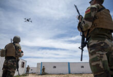 Members of the Moroccan Groupement des Forces Spéciale set up a drone to conduct reconnaissance during a Joint Combined Exchange Training (JCET) at Tifnit Training Base, Morocco, May 13, 2026. JCETs strengthen interoperability and hone crucial skills by integrating U.S. and partner forces in realistic training scenarios. (U.S. Air Force photo by Staff Sgt. Enrique Barcelo)
