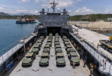 U.S. Soldiers assigned to 2nd Battalion, 27th Infantry Regiment, 25th Infantry Division load Infantry Squad Vehicles onto a Logistics Support Vessel assigned to 168th Transportation Detachment after the completion of Operational Maneuver as part of Salaknib 2026 at Port Irene, Philippines, June 16, 2026. Exercise Salaknib highlights the enduring U.S.-Philippine alliance, enhancing interoperability and readiness through combined arms operations, multi-domain integration, and humanitarian assistance efforts for regional stability. (U.S. Army photo by Sgt. Abreanna Goodrich)
