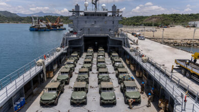 U.S. Soldiers assigned to 2nd Battalion, 27th Infantry Regiment, 25th Infantry Division load Infantry Squad Vehicles onto a Logistics Support Vessel assigned to 168th Transportation Detachment after the completion of Operational Maneuver as part of Salaknib 2026 at Port Irene, Philippines, June 16, 2026. Exercise Salaknib highlights the enduring U.S.-Philippine alliance, enhancing interoperability and readiness through combined arms operations, multi-domain integration, and humanitarian assistance efforts for regional stability. (U.S. Army photo by Sgt. Abreanna Goodrich)