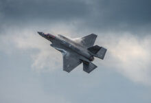 A U.S. Air Force F-35A Lightning II, assigned to the 158th Fighter Wing, takes off from Burlington International Airport in South Burlington, VT, March 11, 2026. The jets took off for routine training to ensure mission readiness. (U.S. Air National Guard photo by Airman 1st Class Raymond LaChance)