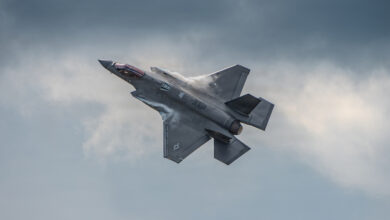 A U.S. Air Force F-35A Lightning II, assigned to the 158th Fighter Wing, takes off from Burlington International Airport in South Burlington, VT, March 11, 2026. The jets took off for routine training to ensure mission readiness. (U.S. Air National Guard photo by Airman 1st Class Raymond LaChance)