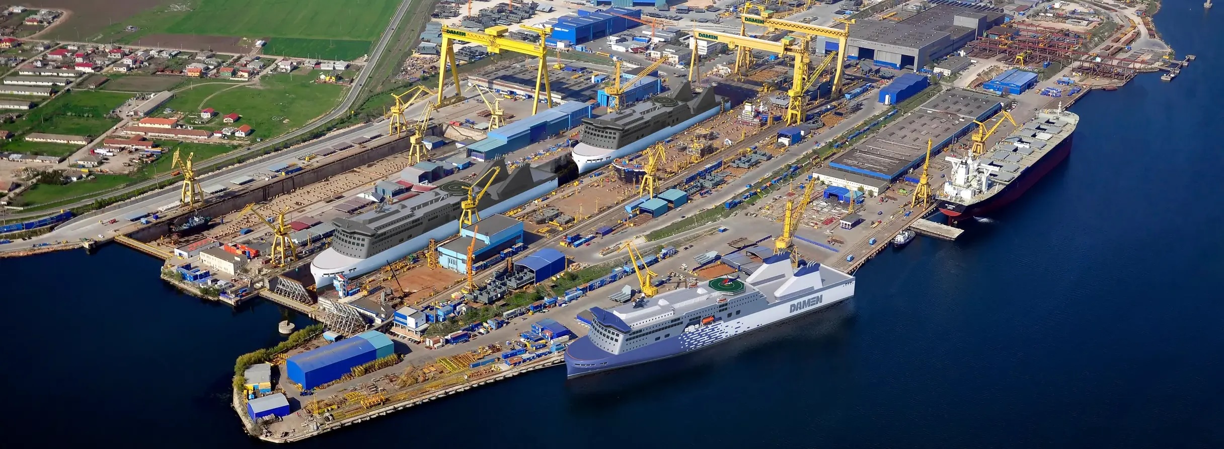 An artist's rendition of Romania's Mangalia shipyard.