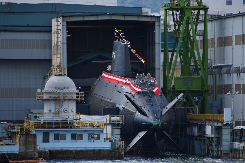JS Hakugei(SS-514) launching ceremony at Kawasaki Heavy Industries Kobe Shipyard October 14, 2021