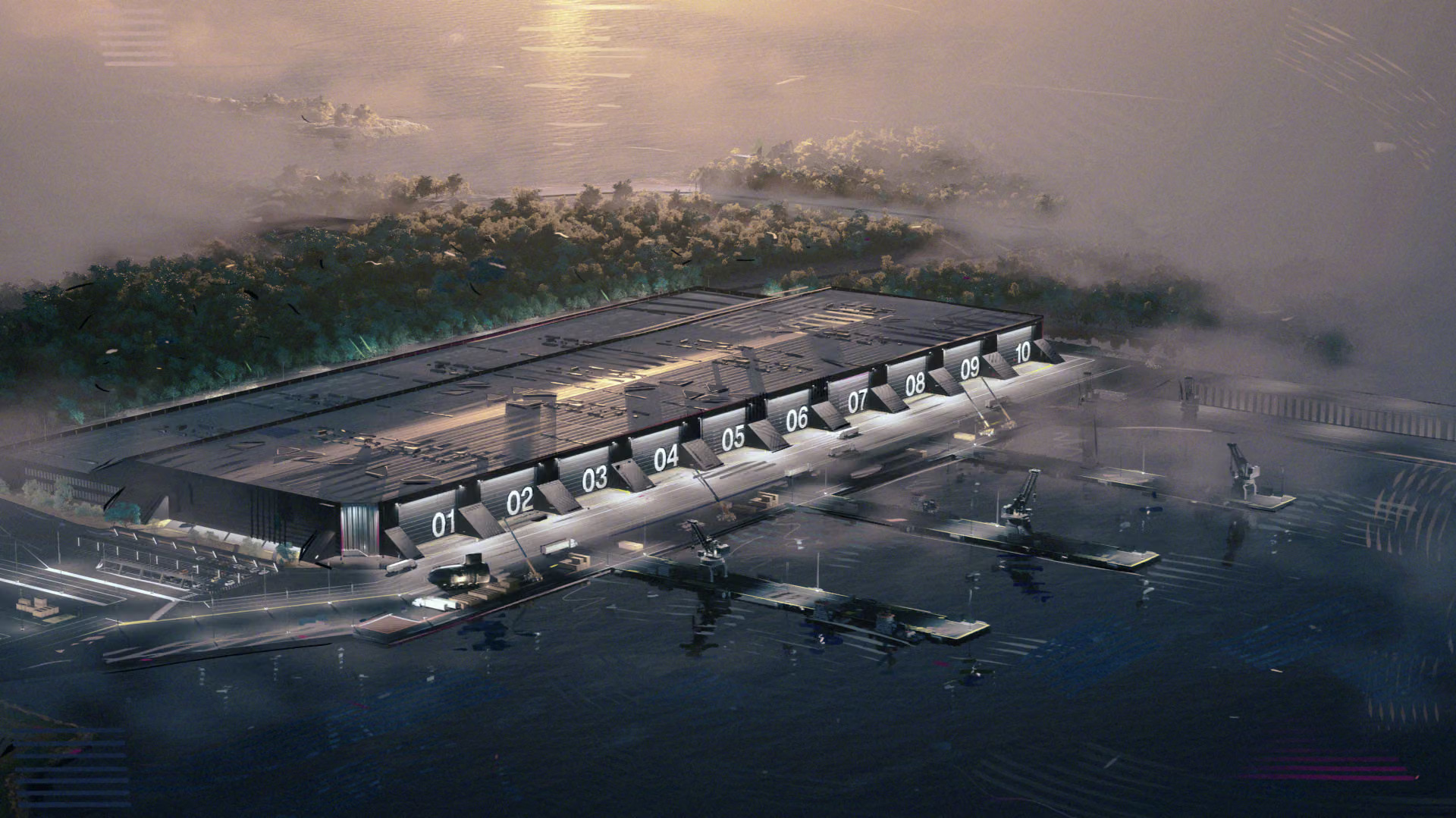 An artist's rendition of the planned submarine hub in the US.