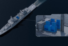 An artist’s rendering of the system installed on Germany’s F125 frigates.