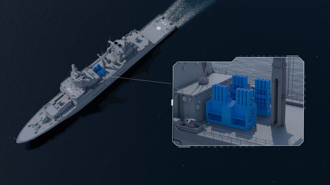 An artist’s rendering of the system installed on Germany’s F125 frigates.