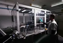 A staff sets up the automated process.
