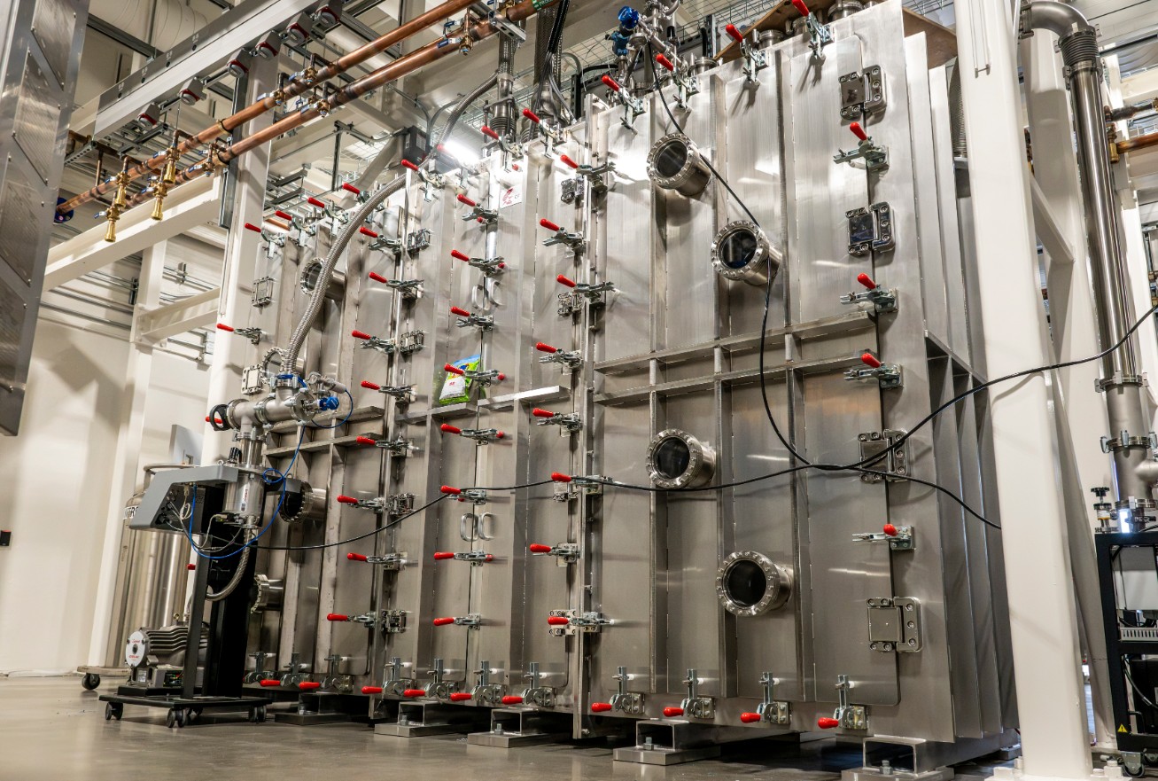 Several cryogenic cabinets networked together and installed at PsiFactory in Milpitas, California.