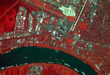 Near-infrared satellite images captured over New Orleans.