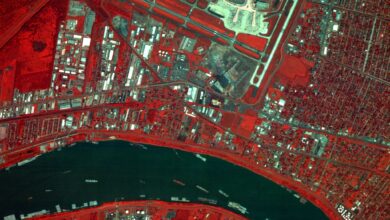 Near-infrared satellite images captured over New Orleans.