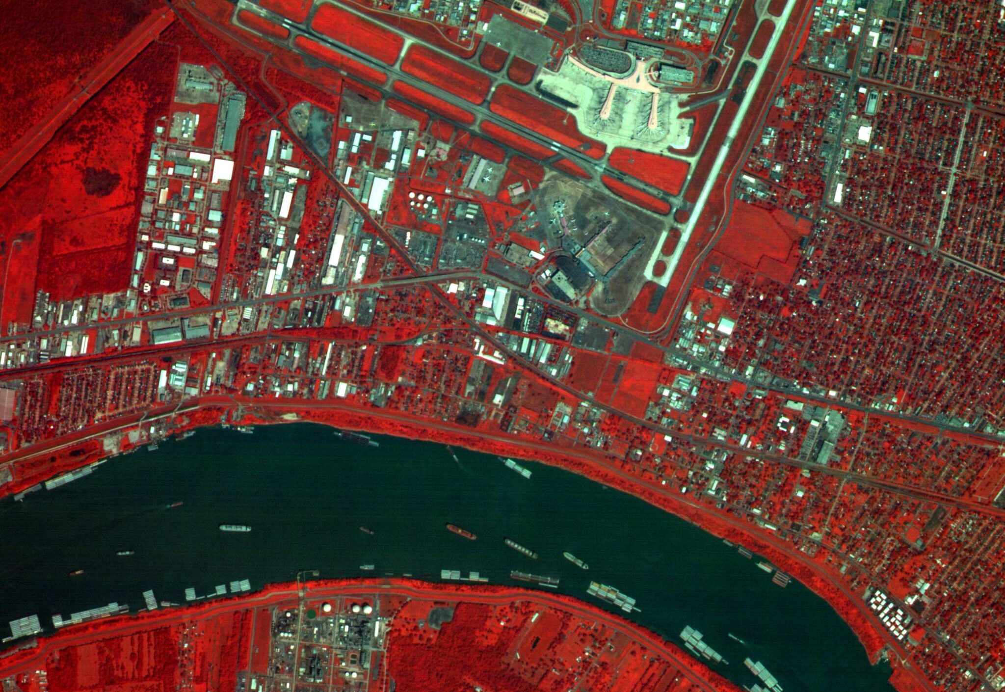 Near-infrared satellite images captured over New Orleans.